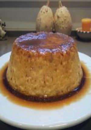 A picture of Egg Flan in a Pressure Cooker.