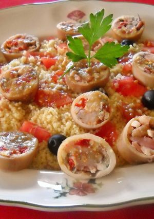 A picture of Cuscus de calamares rellenos.