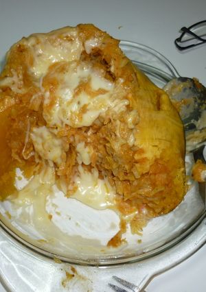 Una foto de Calabaza rellena con restos de risotto de arroz