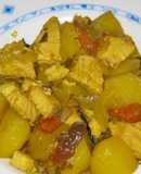Patatas guisadas con marrajo al azafrán