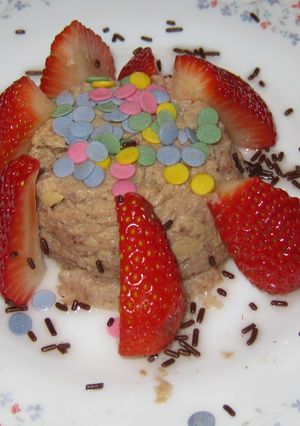 Una foto de Flan de fresa en microondas