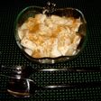 Peras con salsa de queso