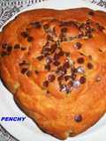 Corazón de bizcocho con gotitas de chocolate al Amaretto