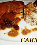 Pollo asado con salsa de avellanas