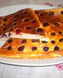 Tarta de queso con sacarina y cerezas
