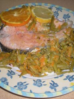Una foto de Salmón en papillote