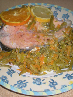 Una foto de Salmón en papillote