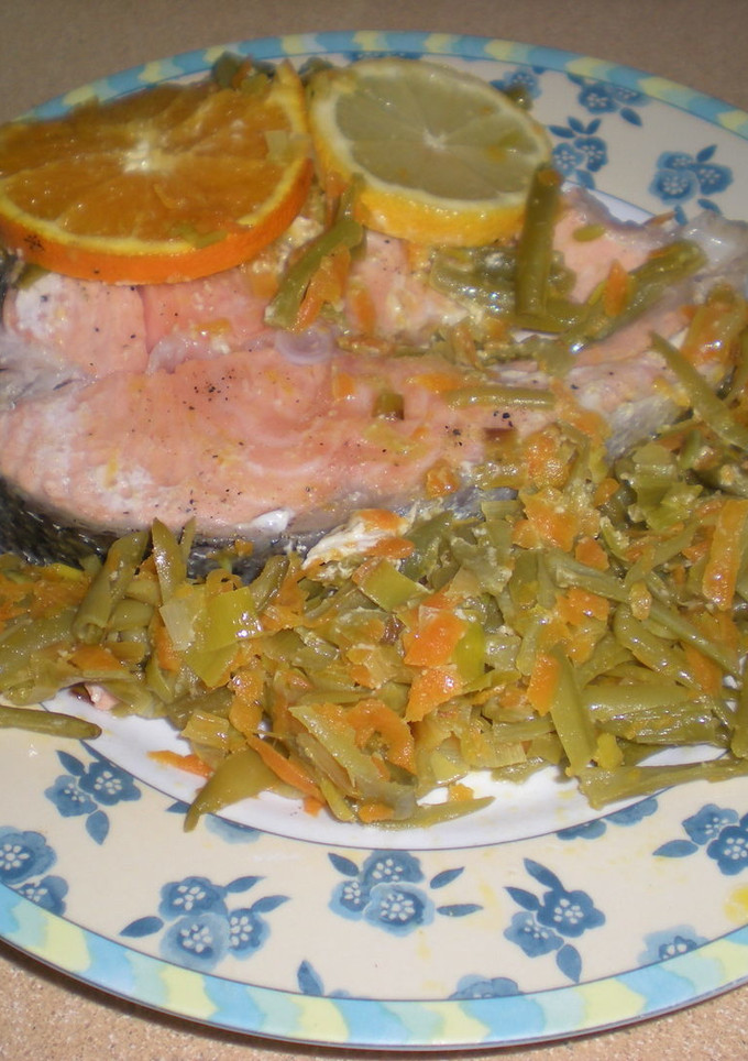 Una foto de Salmón en papillote