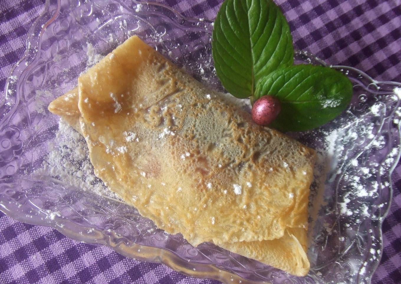 Crêpes rellenas de mermelada casera de fresones<br />