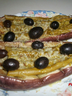 Una foto de Berenjenas verdes rellenas en microondas