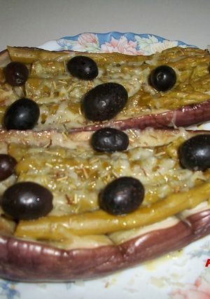 Una foto de Berenjenas verdes rellenas en microondas