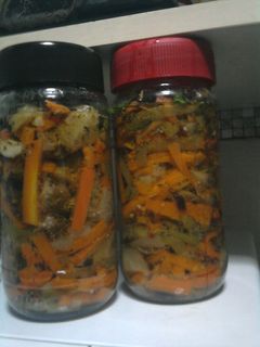 Una foto de Escabeche de berenjenas, ajies verdes y zanahorias