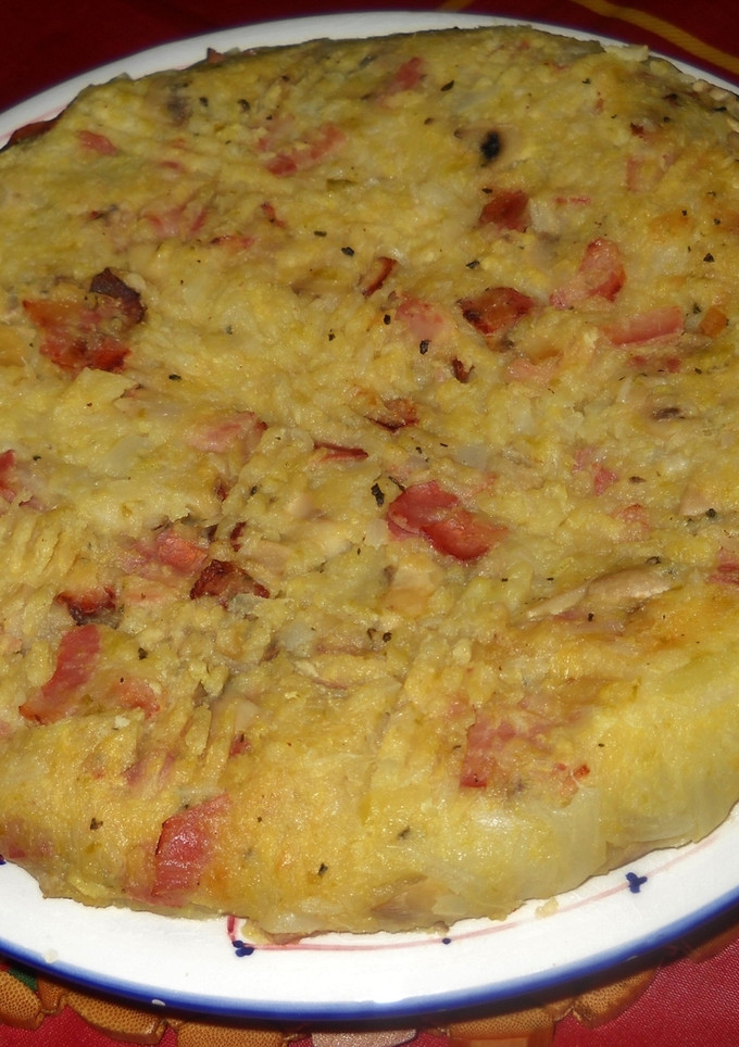 Una foto de Pastel de berza con bacon y champiñones