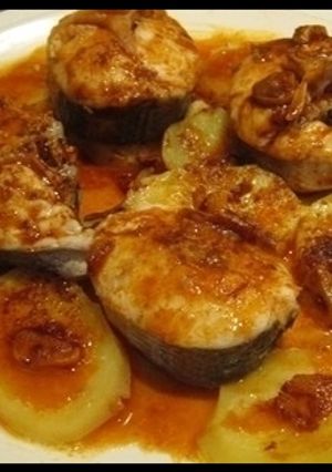 Una foto de Merluza a la gallega con pimentón