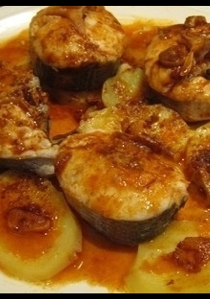 Una foto de Merluza a la gallega con pimentón