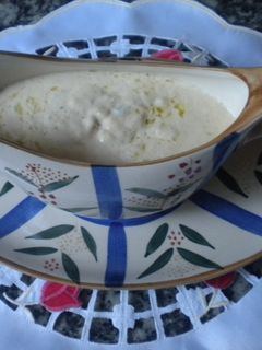 Una foto de Salsa roquefort con puerros