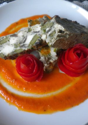 Una foto de Pastel de espárragos y champiñones