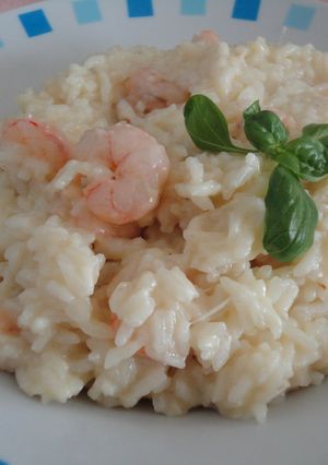 Una foto de Arroz cremoso de gambas, puerros y Arzúa-Ulloa