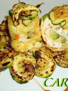 Una foto de Pastel de calabacín y palitos de mar