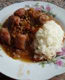 Guiso de lentejas con arroz blanco