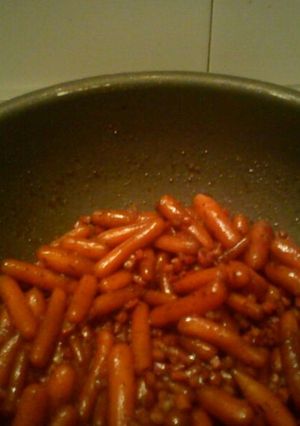 Una foto de Wok de mini-zanahorias con jamón y PX