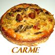 Pastel de champiñones y calabacín con jamón