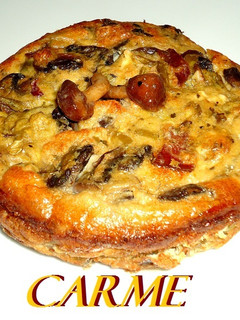 Una foto de Pastel de champiñones y calabacín con jamón