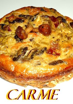 Una foto de Pastel de champiñones y calabacín con jamón
