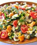 Ensalada de verdura y fruta con vinagreta de hierbabuena y nectarina