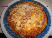 Una foto de spaghetti a los cuatro quesos