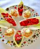 Endivias con escalivada y huevos rellenos