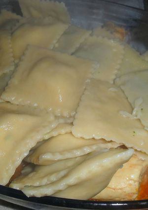 Una foto de Raviolón casero de espinaca y paté