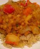 Verduras asadas con lentejas sobre base de quinoa