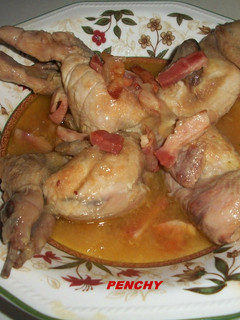 Una foto de Codornices con beicon en salsa