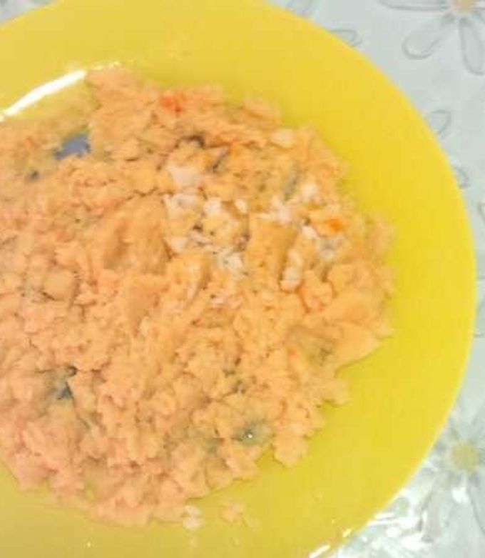 Foto principal de Puré de patatas, zanahoria y tomate con merluza