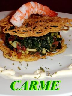 Una foto de Timbal de espinacas con bacalao