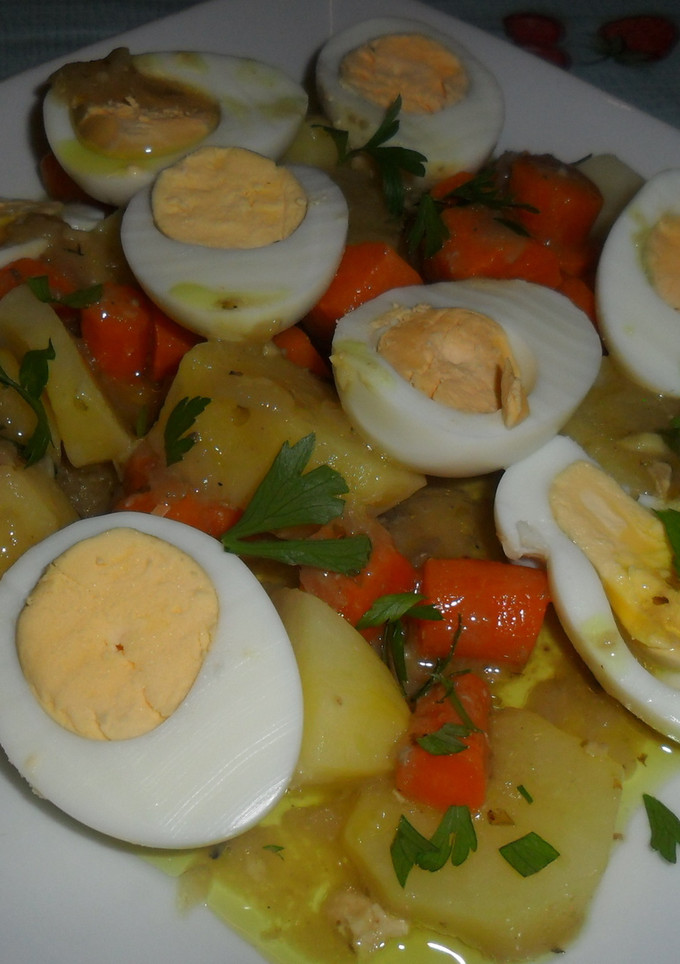 Una foto de Patatas y zanahorias en salsa de mostaza y miel