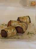 Rollitos de berenjena con puré de patata