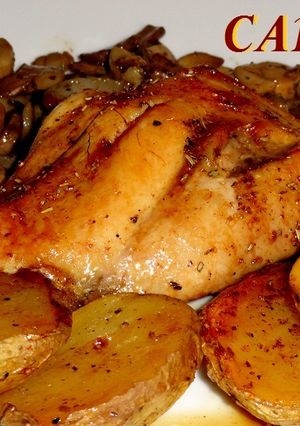 Una foto de Conejo asado con reducción Pedro Ximenez