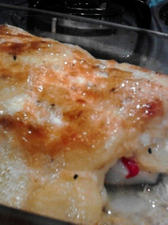 Una foto de Bacalao con verduras gratinadas sin gluten