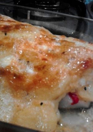 Una foto de Bacalao con verduras gratinadas sin gluten