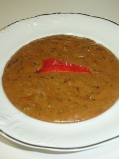 Una foto de Puré de patatas con pimientos secos