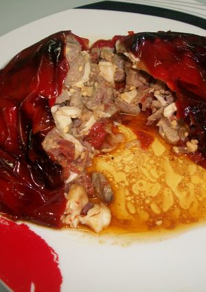 Una foto de Pimiento rojo relleno al horno