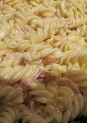 Una foto de Espirales a la carbonara