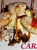 Brochetas gourmet de pollo y jamón