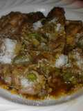 Alitas y arroz al vino tinto