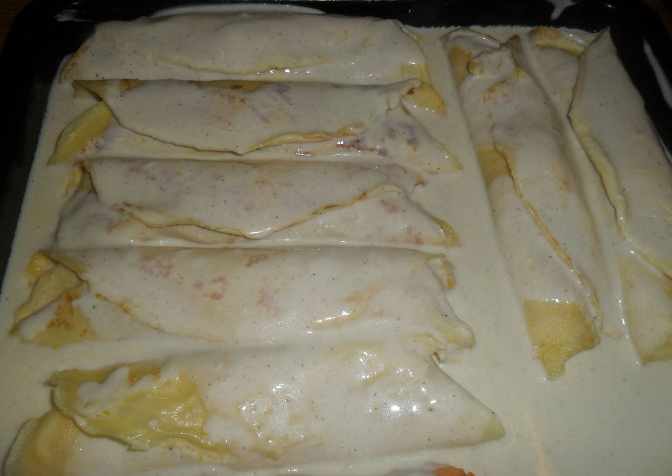 Canelones de choclo con salsa blanca<br />