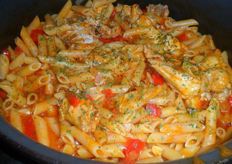 Guiso de macarrones con pollo