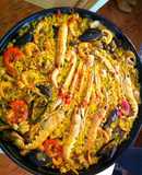 Paella de marisco y pollo de mi amigo Botiquitas