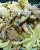 Espaguetis de langostinos y setas